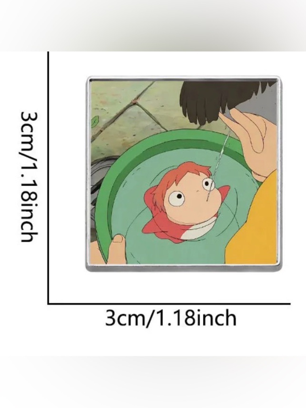 Red-Haired Fish Square Pin | Screen Printed Lapel Pin - Picture 3 of 4